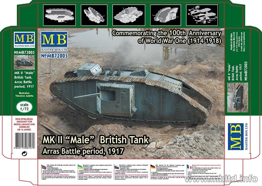 Masterbox UK 1/72 WW1 Vehicle  Mk I "Male" Tank Gaza Strip Modification