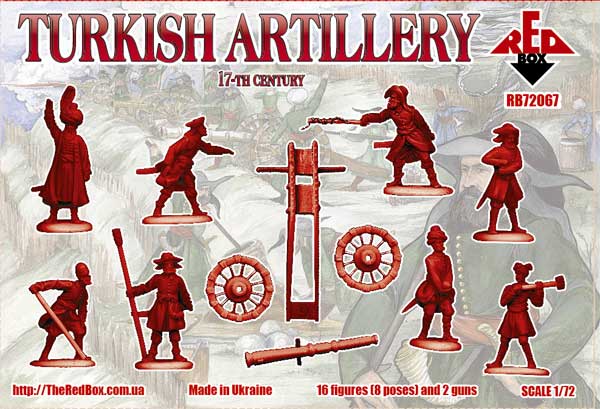 16 Figures, 8 Poses, 2 Gun 16th Century Red Box 1/72 72066 Turkish Artillery 
