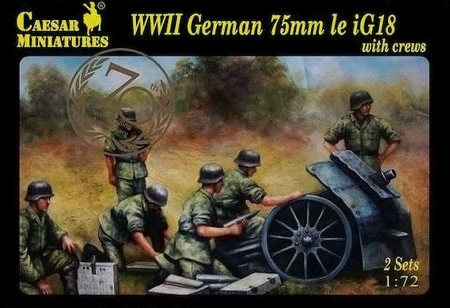 HaT 8163 1/72 Plastic WWII German 75mm IG18 Gun-Four Models Crews 