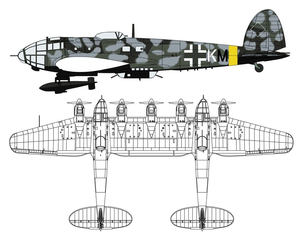 Zwilling mit Bv246 Hagelkorn Neu Hasegawa 02305-1/72 Heinkel He 111Z-2 