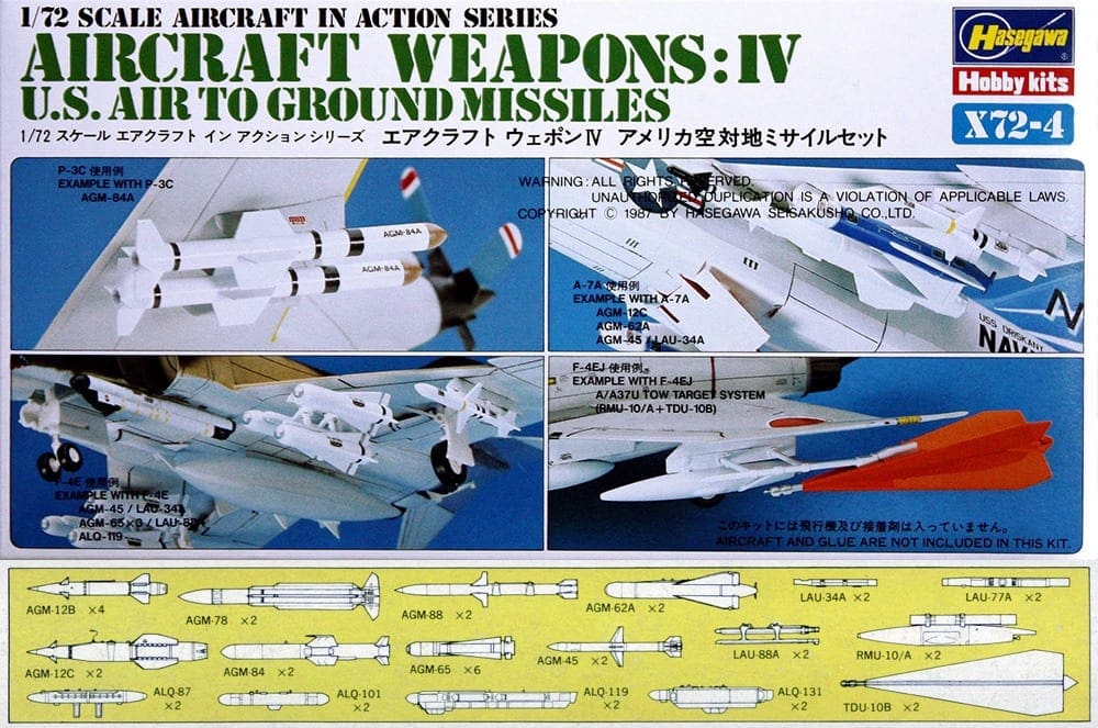 US Air to Ground Missiles 1/72 Hasegawa Weapons IV 