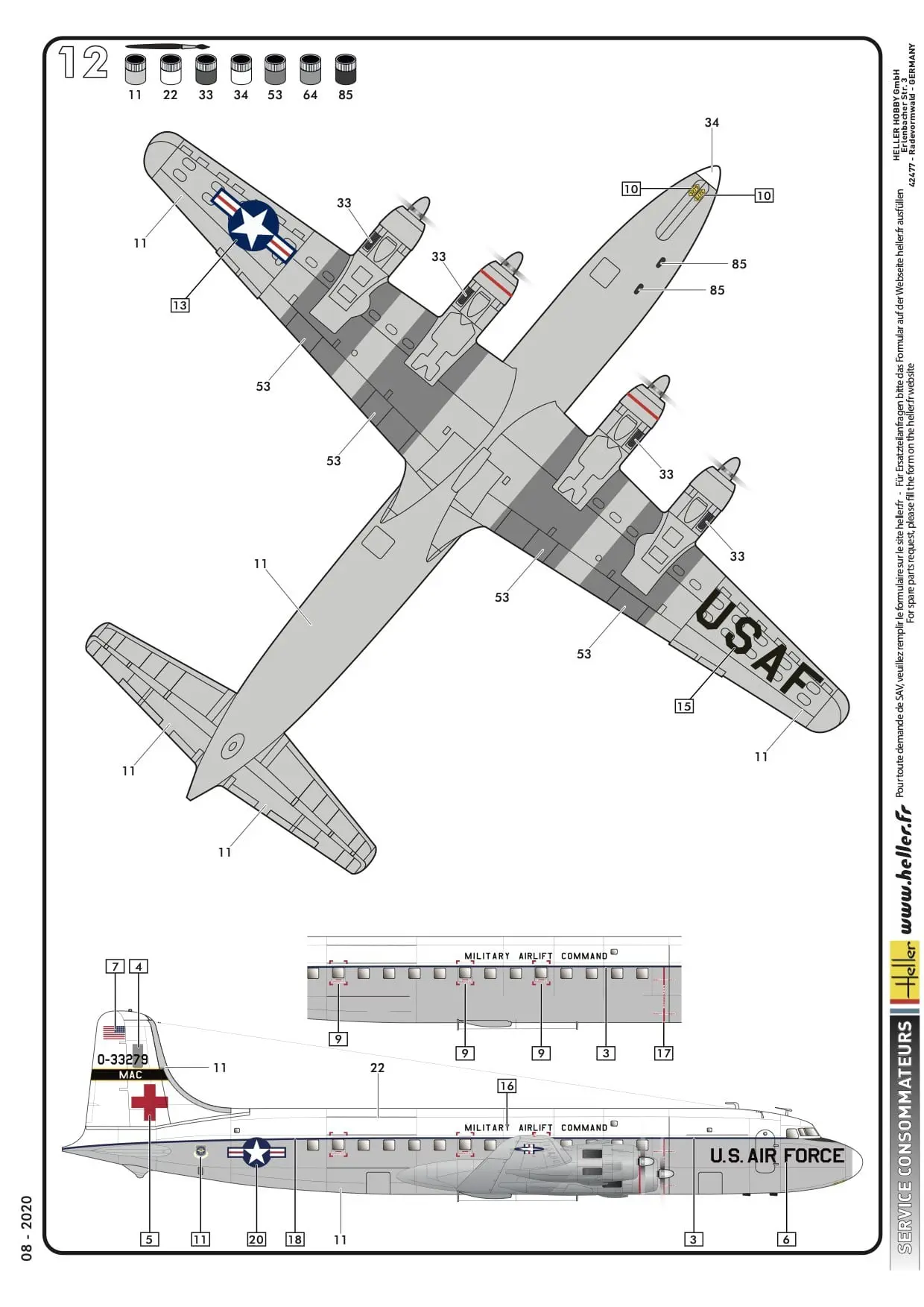Douglas C-118 Liftmaster Heller 80317 Flugzeug Modellbausatz Kit 1:72 