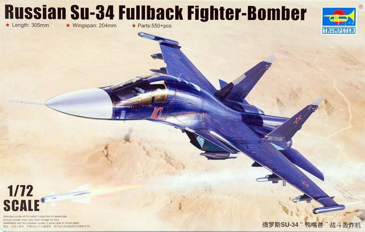 Trumpeter 1/72 Russian Su-34 Fullback Fighter Bomber Kit 01652 for sale online 