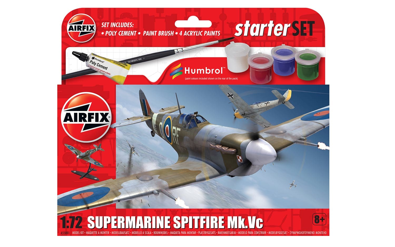 Airfix Supermarine Spitfire Mk.Ia 1:72 Scale Plastic Model Plane Kit A01071B 