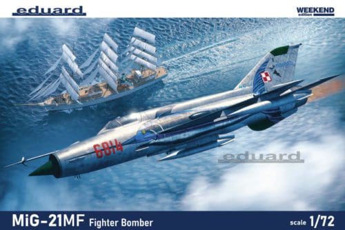 Eduard 7458 MiG-21MF Fighter Bomber Weekend  Edition plastic model kit box layout